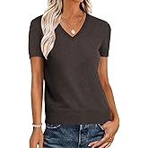 ANRABESS Women Wool Blend Sweater Summer 2026 Short Sleeve V Neck Pullover Top Business Casual Outfit Beach Vacation Clothes