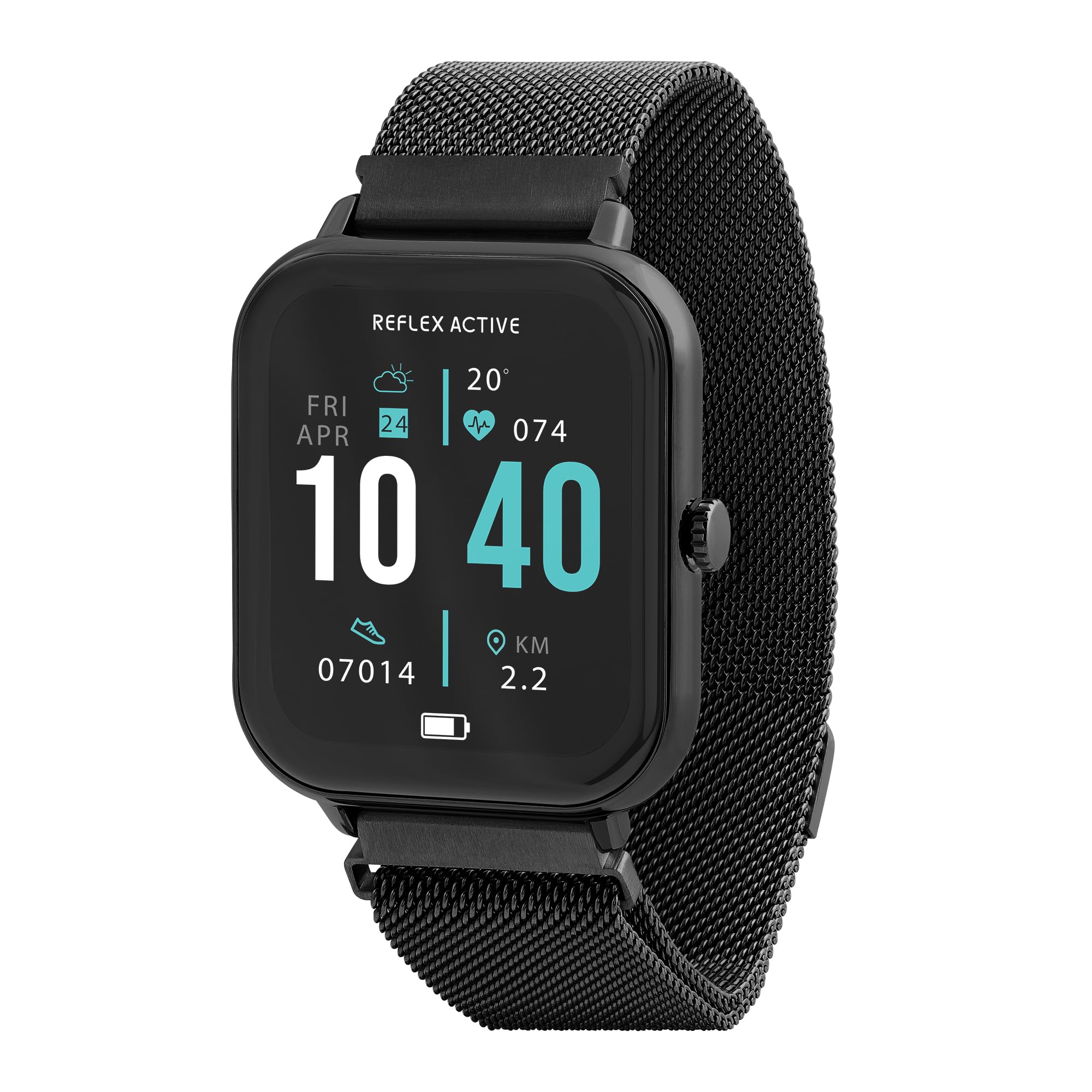 Reflex Active Series 23 Black Mesh Strap Fitness Smart Watch