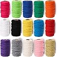 ZEAYEA 15 Rolls Macrame Cord, 3mm x 480 Yards Natural Cotton Macrame Rope, 4-Strand Twisted Soft Cotton Twine String Cord for
