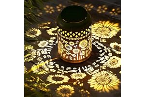 Kaixoxin 2 Pack Solar Garden Decor Metal Lantern Sunflower Table Lamp Bronze Outdoor Dercoration Great Gift for Women Mon Grandma Hanging Lights for Patio Courtyard Garden