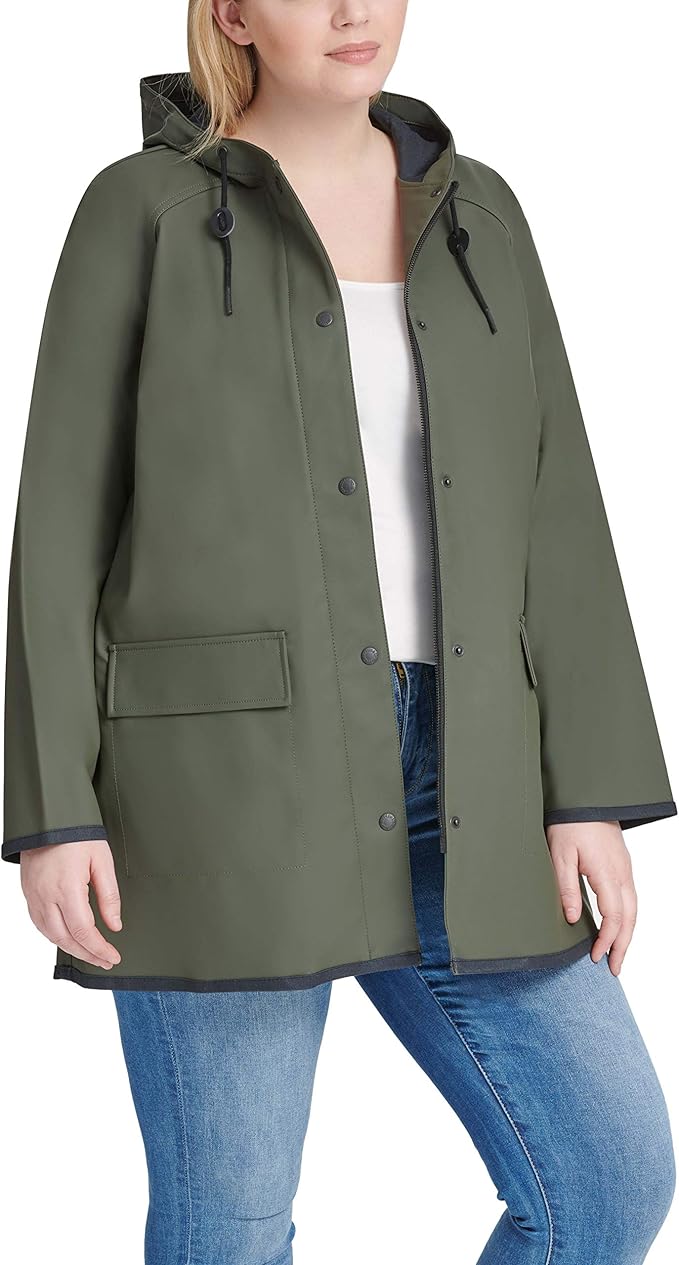 Levi's Women's Hooded Contrast Trim Rain Jacket (Standard