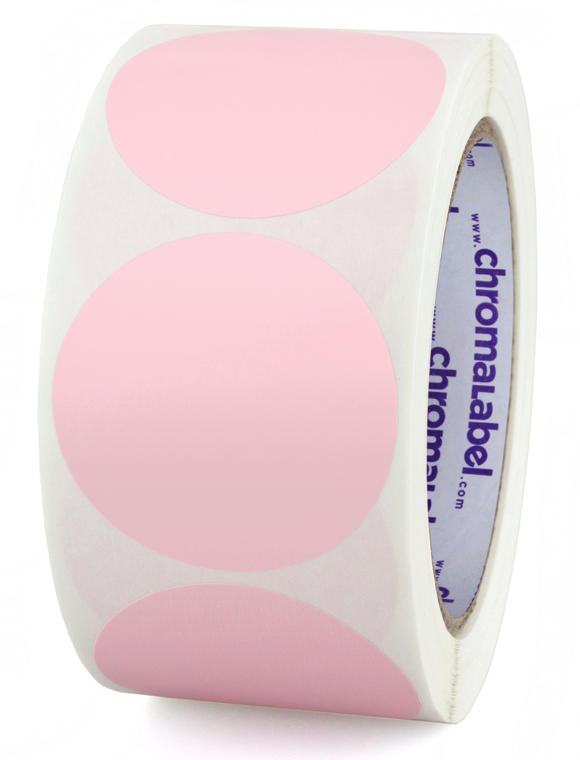 ChromaLabel 2 Inch Round Permanent Color-Code Dot Stickers, 500 per Roll, Pink