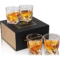 KANARS Whiskey Rocks Glass, Set of 4 Crystal Bourbon Glasses In Gift Box - 10 Oz Old Fashioned Lowball Tumbler for…