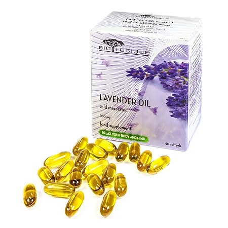 Lavendelöl 500mg, 40 Weichkapseln, 100 % kalt eingeweichter reiner und natürlicher Extrakt, löst die Angstgefühle und den Str