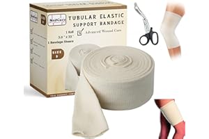 MEDCORE Premium Elastic Tubular Compression Bandage Size E Stockinette, 3.4 inches x 33 Feet. Reusable Elastic Bandage Sleeve Wraps Plus One Pair of Medical Scissors