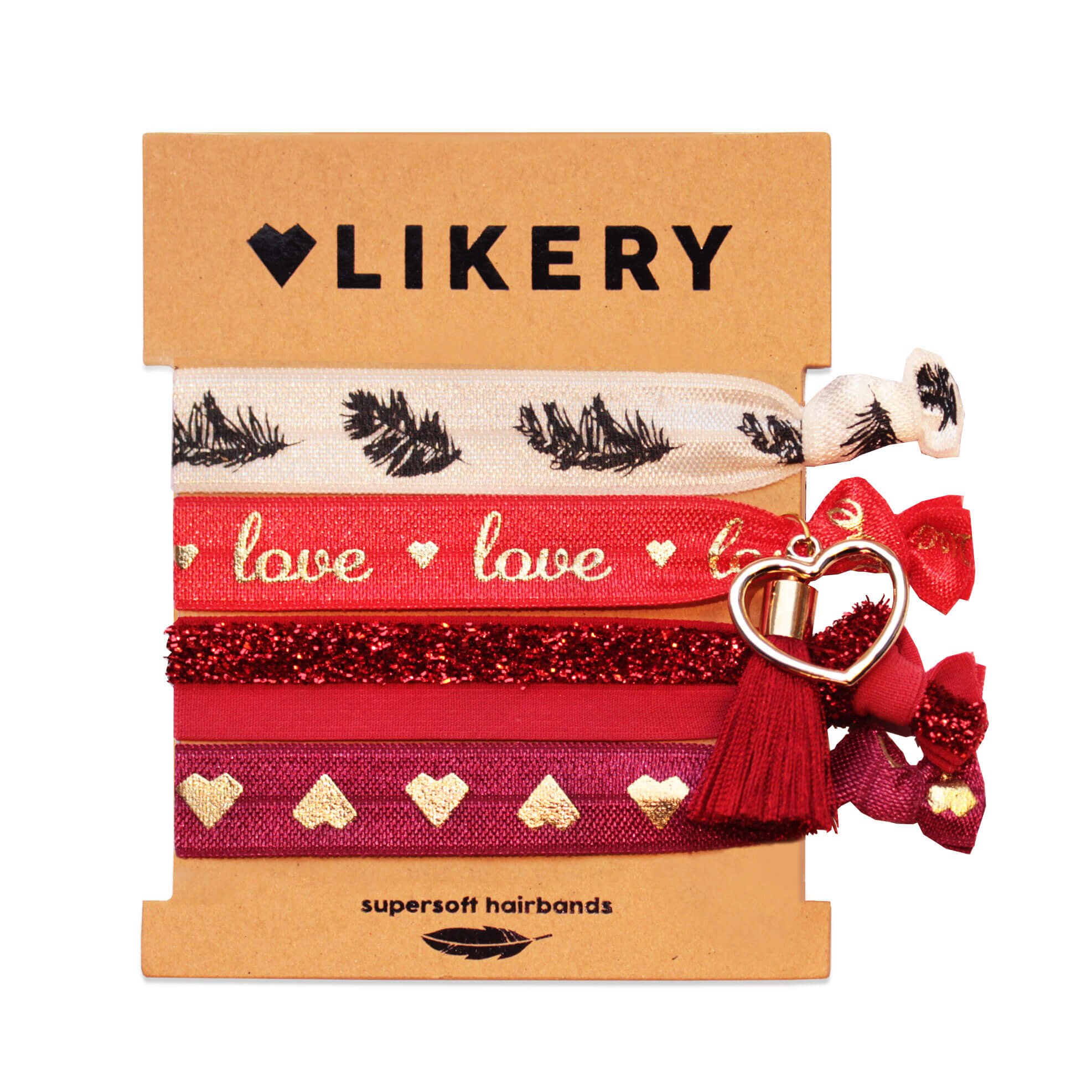 Supersoft hair bands | Bracelets | Gifts for women Children Girls | Printed hair bands | Bracelet shimmering fabric with glitter and cute pendants | Color: Cherry