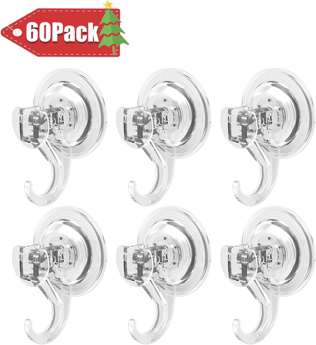 Luxear Suction Cup Hooks, Heavy Duty Shower Suction Hook Bathroom