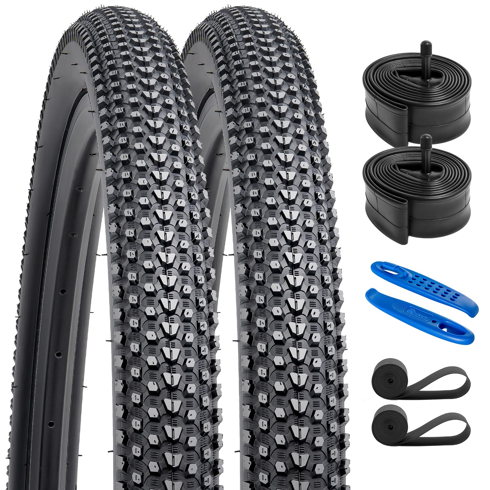 YunSCM 2-Pcs 29 inch Bike Tyres 29x2.10 Tires 54-622 with 29" Bike Inner Tubes AV32mm valve, Compatible with 57-622 29x2.10 29x2.125 Road/Mountain Bike Tyre and Tubes