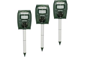 GARDEN SECRETS Solar Animal Repellent. Ultrasonic Outdoor Animal Repeller, Deer Repellent Raccoon Repellent Skunk Repellent Cat Rat Dog and Mice Deterrent Away.