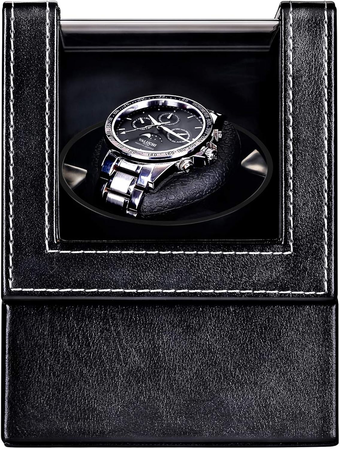 Automatic Single Watch Winder with Durable Watch Leather Pillow Stable PU+Wood Watch Turner Box Mabuchi Motor Watch Spinner Case Fit Lady and Man Watches Include USB+DC Cable: Watches