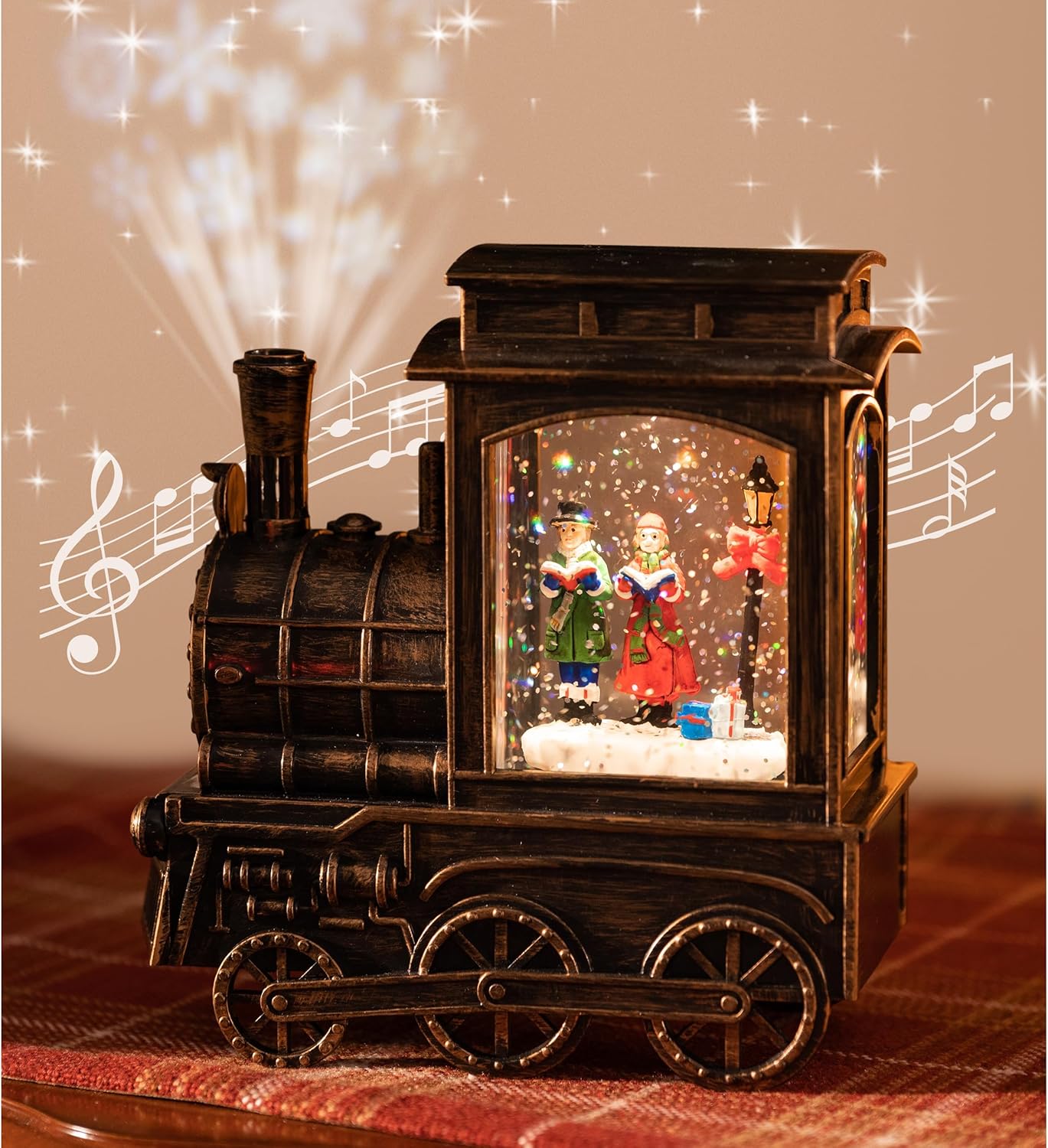 Snow Globes - Valery Madelyn Muscial Snow Globe with Projection Function, USB Plug-in & Battery Operated Spinning Water Glitters Lighted Singing Snow Globe Lantern for Xmas Holiday Decorations