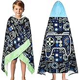 shuownshg Hooded Towels for Kids Game 60" x 35" Toddler Bath Beach Towel Poncho with Hood Super Soft and Absorbent 100% Microfiber for Boys Ages 5-12