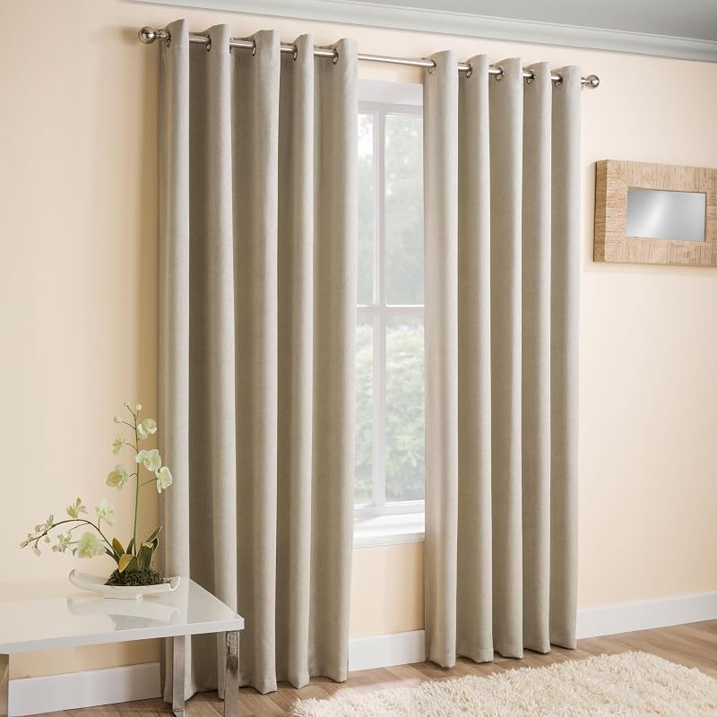 Enhanced Living Vogue Cream 90 x 54 Eyelet Thermal Noise Reducing Curtains