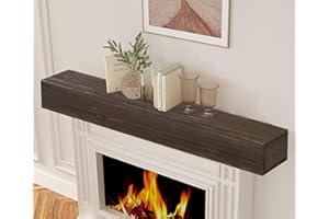 MEDERLO 60"×9"×6" Rustic Wood Fireplace Mantel | Wall-Mounted & Floating Shelf for Home Decor