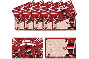 NOIBFEEB 20 PCS Ninjas Birthday Party Invitation Cards,Ninjas Birthday Party Supplies for kids or Adults