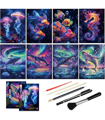Kit De Peinture à Gratter Arc-en-ciel Coloré Pour Dessin Et Croquis