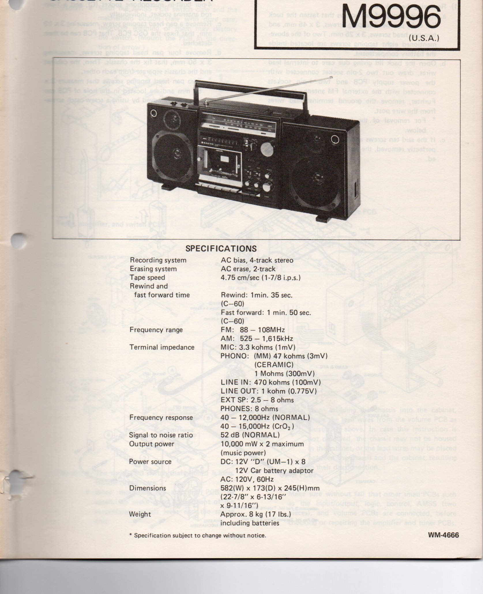 sanyo vpc sx560e manual Array - service manual for sanyo m9996 cassette recorder  sanyo electric inc rh amazon com