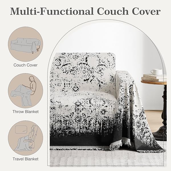 MAYMISS COUCH COVER FOR DOGS WASHABLE COUCH COVERS FOR 2 CUSHION COUCH, BLACK CHENILLE SECTIONAL COUCH COVERS L SHAPE SOFA COVER, FURNITURE PROTECTOR FOR KIDS, PETS, 91″X134″