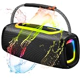 2026 Outdoor Bluetooth BT5.4 Speaker: 65W Loud Sound, IPX7 Waterproof with 40H Playtime, Bass, TWS, 6000mAh Portable Wireless Speakers with RBG Light Show for House, Party, Projector, Beach (Black)