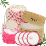 AXATY 3-Layer Reusable Makeup Remover Pads 20 Pcs Bamboo Cotton with Drawstring view 1