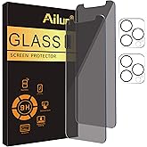 Ailun 2 Pack Privacy Screen Protector for iPhone 11 Pro Max [6.5 inch] + 2 Pack Camera Lens Protector Anti Spy Private Temper