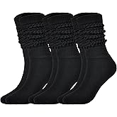 JORMATT Women Slouch Socks Thick Boot Socks Soft Extra Long Knee High Scrunch Socks Size 5-10