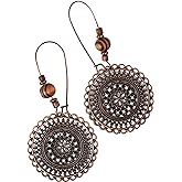 MINACHI Bohemian Round Flower Drop Dangle Earrings, Boho Ethnic Jewelry Gifts for Women