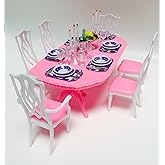 My Fancy Life Dollhouse Furniture, Dining Room Play Set with Table, Chairs and Tableware