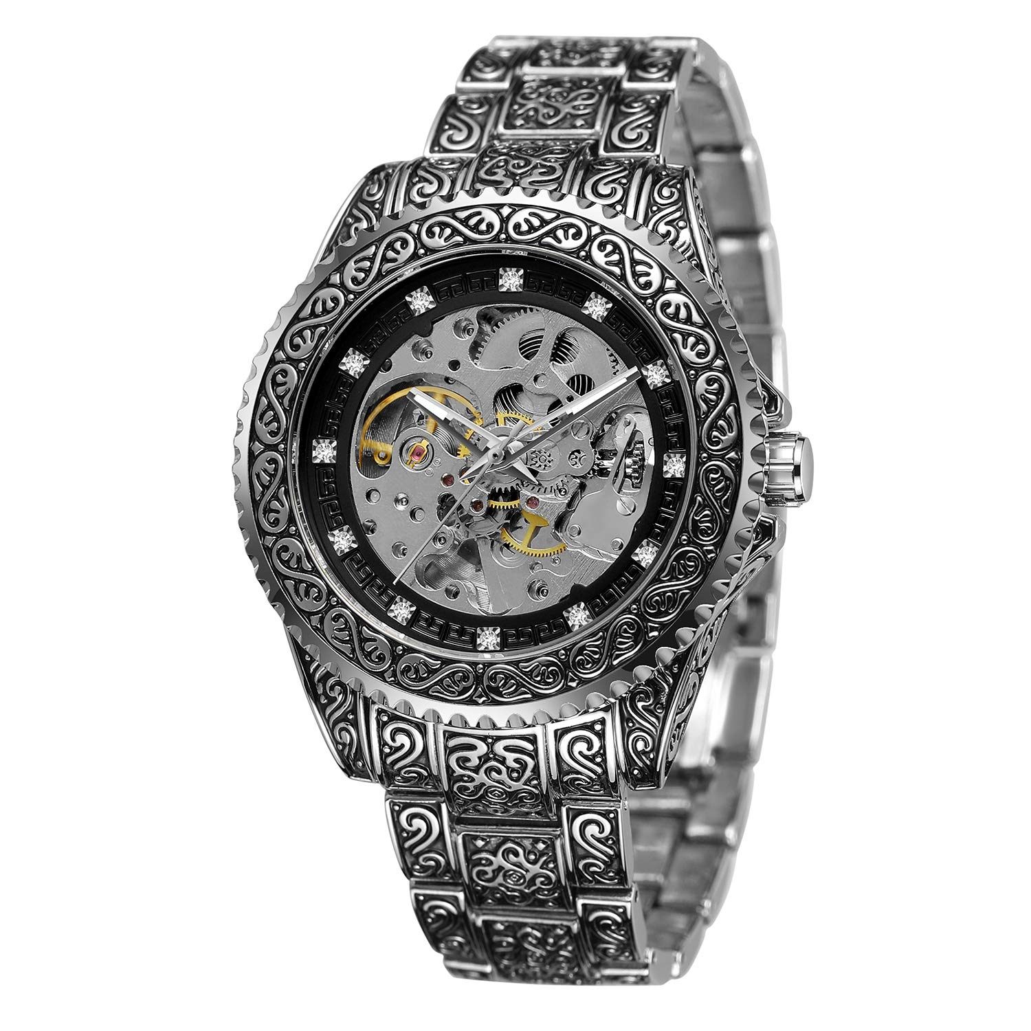 FORSINING Men's Luxury Skeleton Wrist Watch Mechanical Watch for Men Waterproof Engraving Wrist Watch