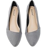 Ataiwee Women's Wide Width Ballet Flats - Stylish Pointed Toe Suede, Soft Comfortable Non-slip Sole.