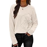 IWD 3D Floral Sweaters for Women Crew Neck Long Sleeve Pullover Sweater Cozy Knit Tops 2026