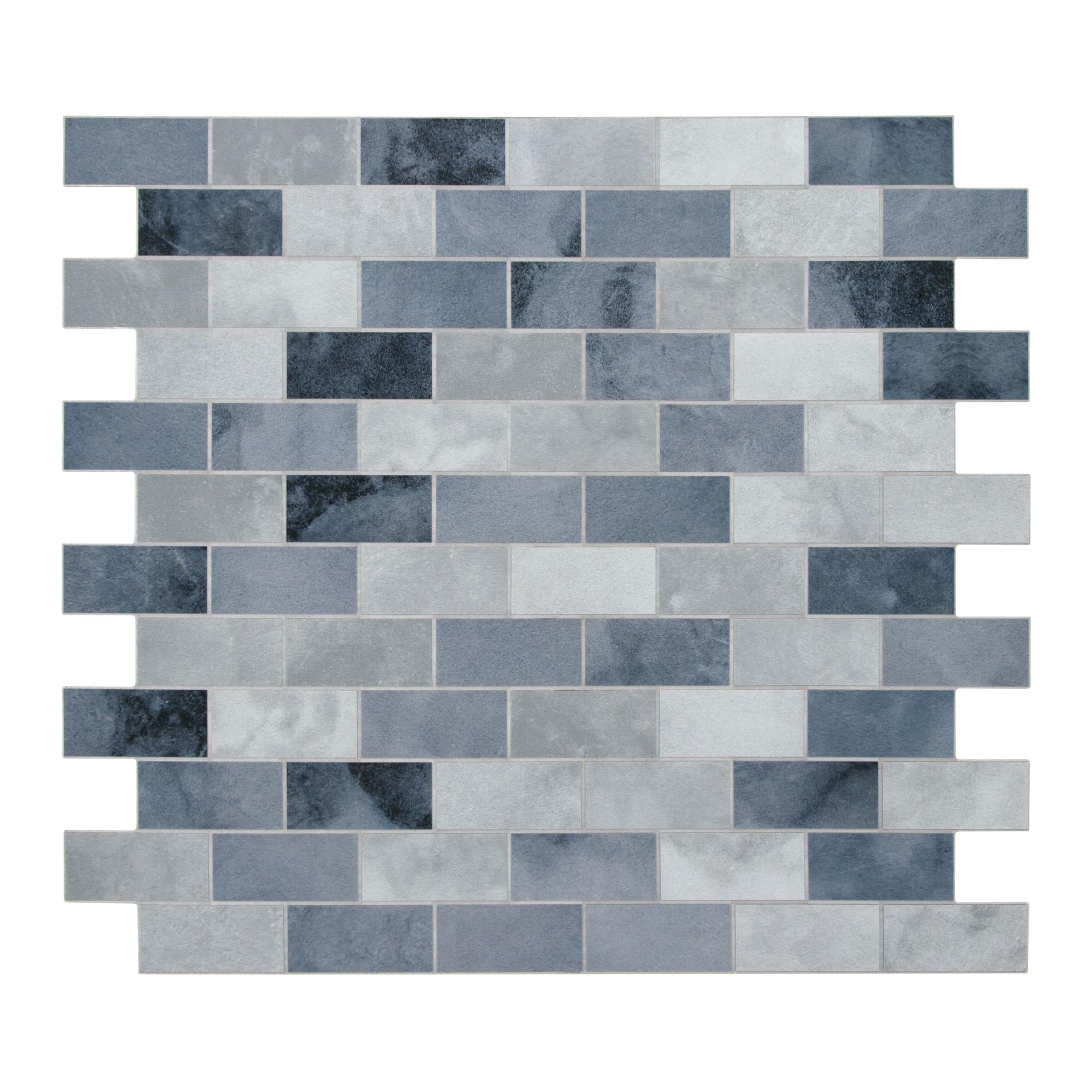 Photo 1 of 10-Sheet Subway Peel and Stick Backsplash Tile, 11.3" x 10.8" Blue Stone Composite Cement Looks Self Adhesive Waterproof Wall Tile, Stick on Tiles for Kitchen Bathroom Shower Fireplace