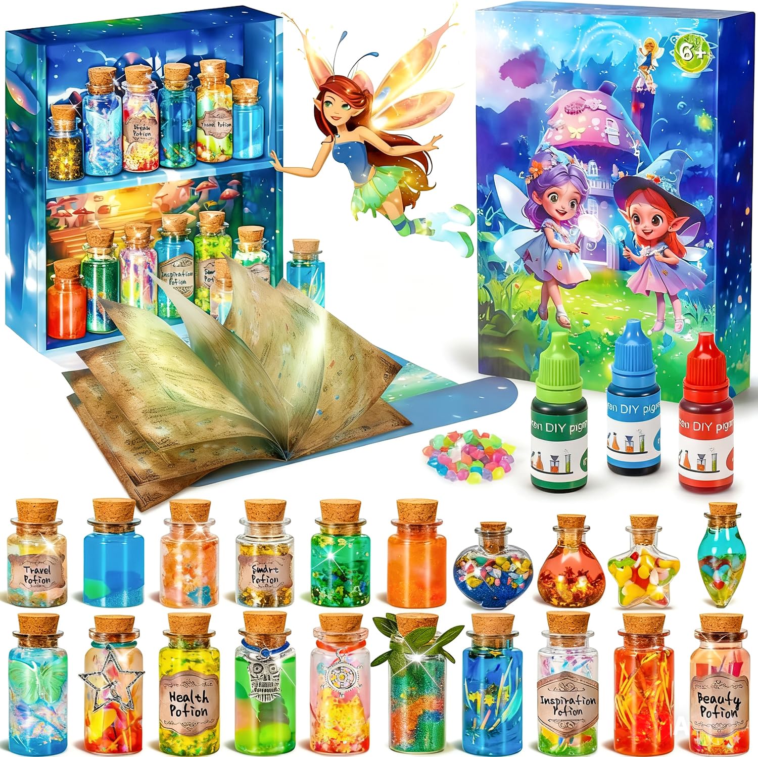 Lovchil Magic Wizard Potions Kit for Kids, 20 pcs Mystery Potion Making Kit for Children, Halloween Crafts/Halloween Gifts/Christmas for Boys Girls Ages 6 7 8 9 10+