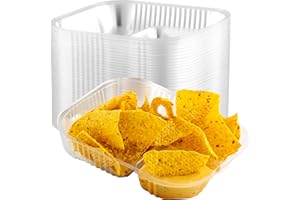 AVANT GRUB Anti-Spill, Large 6x8 Inch Plastic Nacho Trays 25 Pack. Reusable 2 Compartment Boats Great for Dips, Snacks, Fair Foods. Portable Nacho Chip Holders for School Carnivals, Parties, Concession Stands