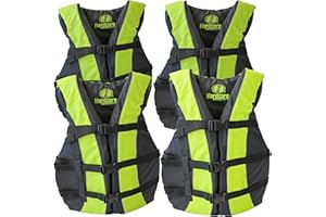 HARDCORE WATER SPORTS Hardcore Life Jacket 4 Pack Paddle Vest for Adults; Coast Guard Approved Type III PFD Life Vest Flotation Device; Jet ski, Wakeboard, Hardshell Kayak lufe Jacket; Ideal Extra Pontoon Boat Life Jacket