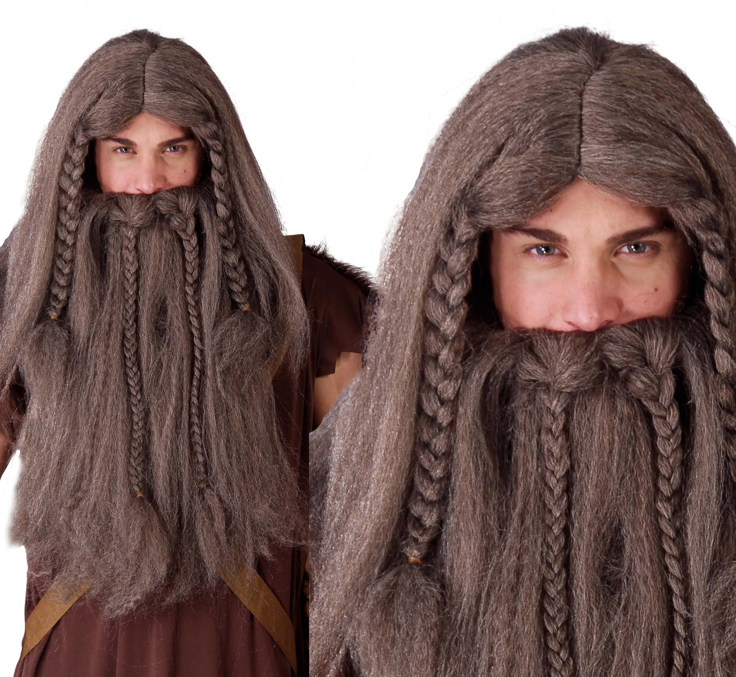 FIESTAS GUIRCA | Viking Wig and Beard (One Size) - Medieval Fancy Dress Accessory for Adult Men - Ideal for Viking Themed Parties and Historical Celebrations - Brown