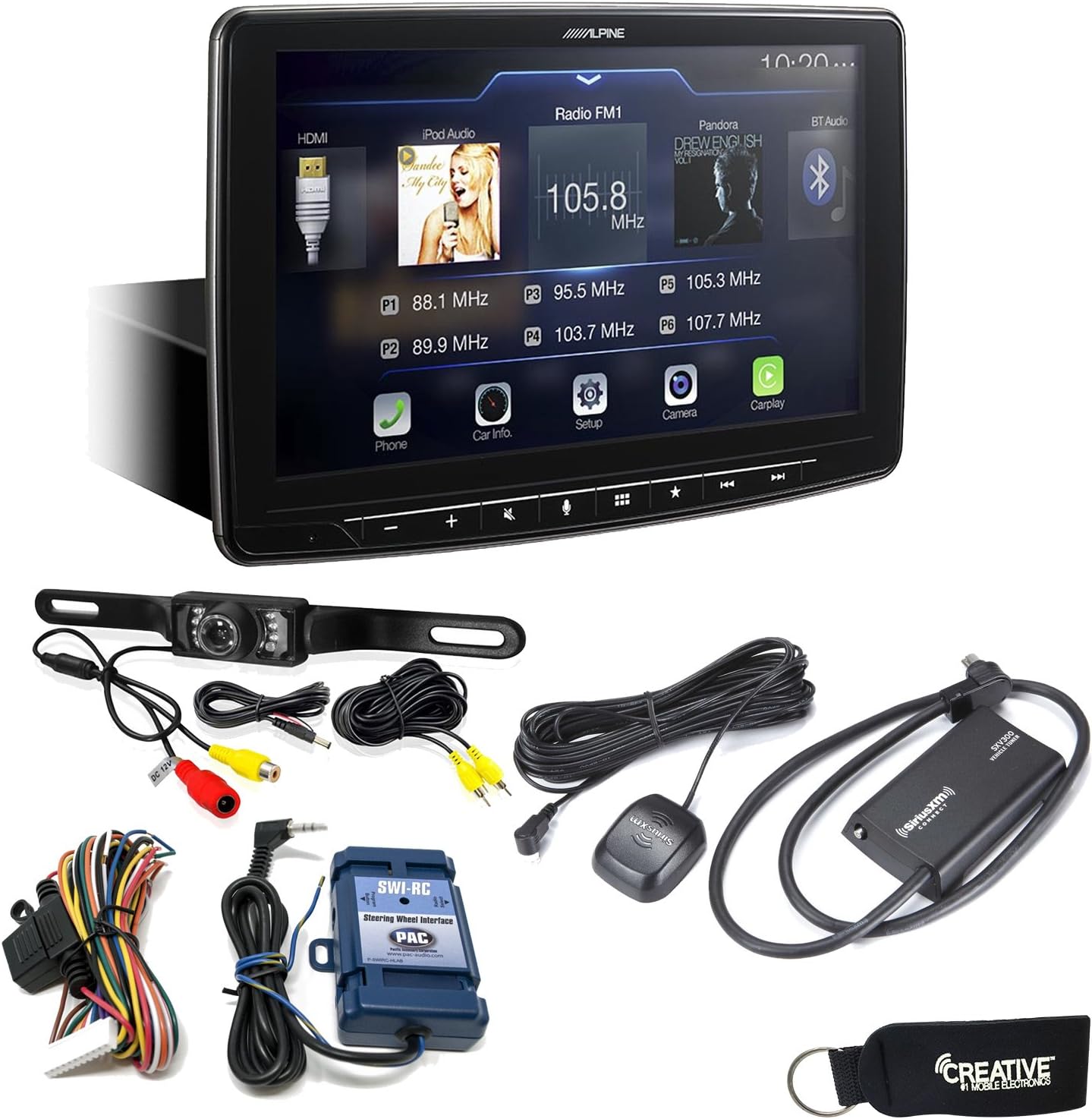 Alpine iLX-F309 HALO9 Receiver w/ 9-inch Touch Screen, Single-DIN Mounting, Includes SWI-RC, SiriusXM Tuner & Backup Cam