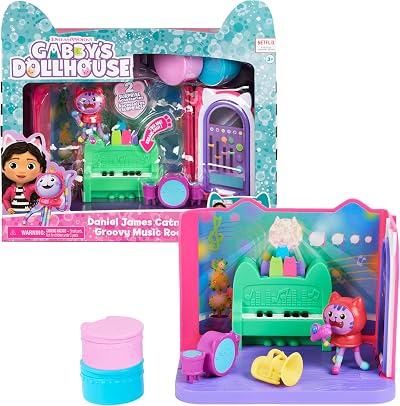 Gabby’s Dollhouse Groovy Music Room with Daniel James Catnip Figure Pink