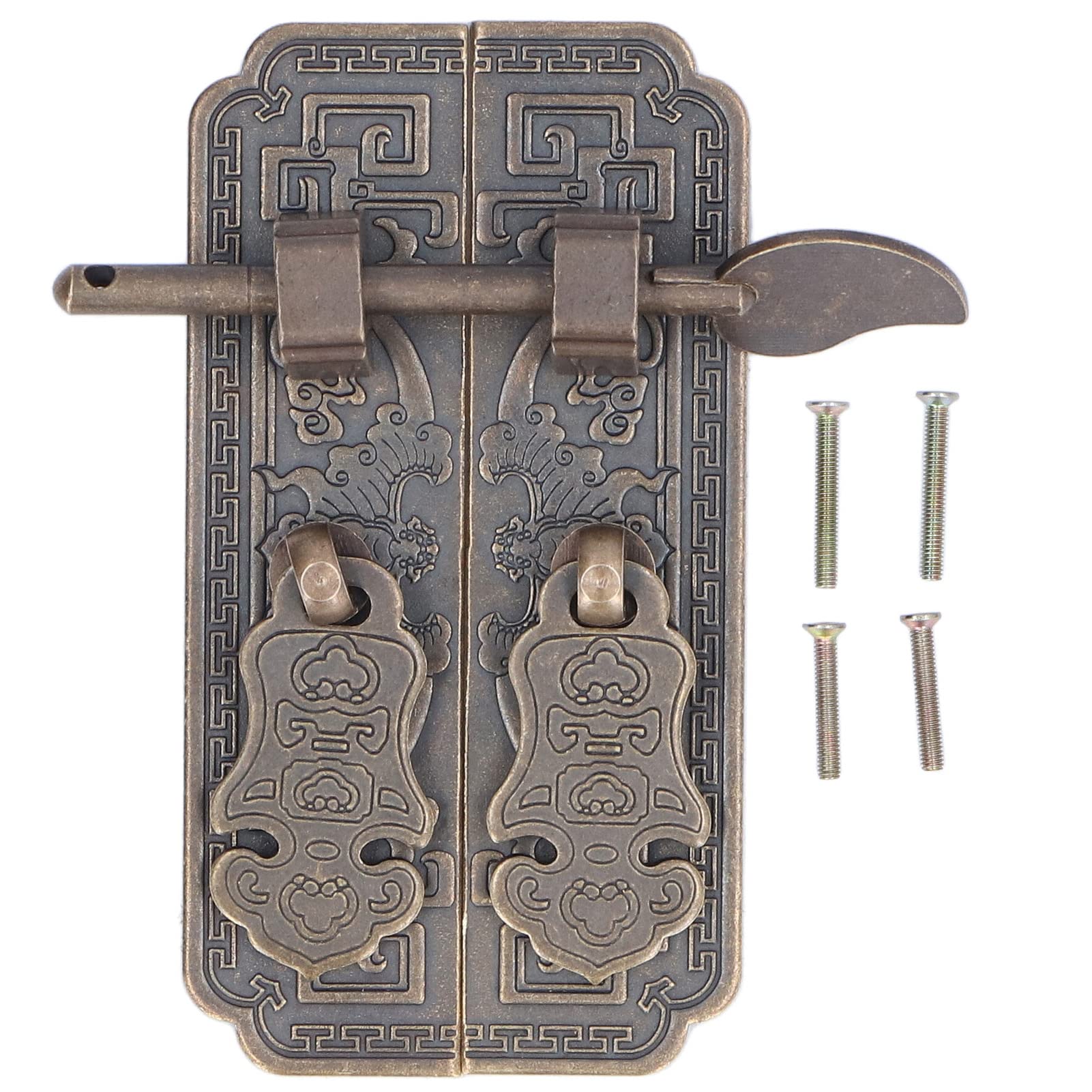 Hapivida Chinese Style Cabinet Handle, Vintage Bronze Auspicious Pattern Drawer Pulls for Cupboard Furniture Hardware Cabinet Faceplate Hardware Set,10x5.2cm