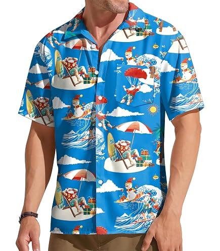 Men Red Christmas Dress Shirts