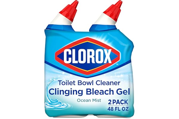 Clorox Toilet Bowl Cleaner, Clinging Bleach Gel, Ocean Mist - 24 Ounces, Pack of 2