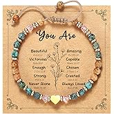 yupoxiu Inspirational Gifts for Women Birthday - Healing Natural Stone Bracelets, Thinking of You Get Well Soon Gifts for Women Friend Sister