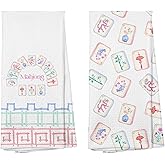 GTYNU Gifts for Mah Jong Players Hand Towels for Bathroom Decor, Chinese Mahjong Tiles Kitchen Towels 16x24 Inch Set of 2, Mahjong Accessories Gifts Dish Tea Towel for Kitchen Decor