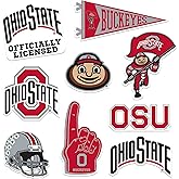 The Ohio State University Buckeyes 8ct Mixed Logo and Mascot Vinyl Sticker Pack for Laptop Water Bottle Tablet Scrapbooking Skateboard Indoor Outdoor Decals