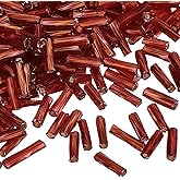 uxcell 1200Pcs Glass Bugle Beads, 6x1.7mm Tube Mini Loose Glass Seed Spacer Bead for DIY Earrings Necklaces Bracelets Jewelry Making (Dark Orange)