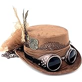 Steampunk Mad Hatter Scientist women Brown Top Hat For Halloween Costume Cosplay Party For Adult