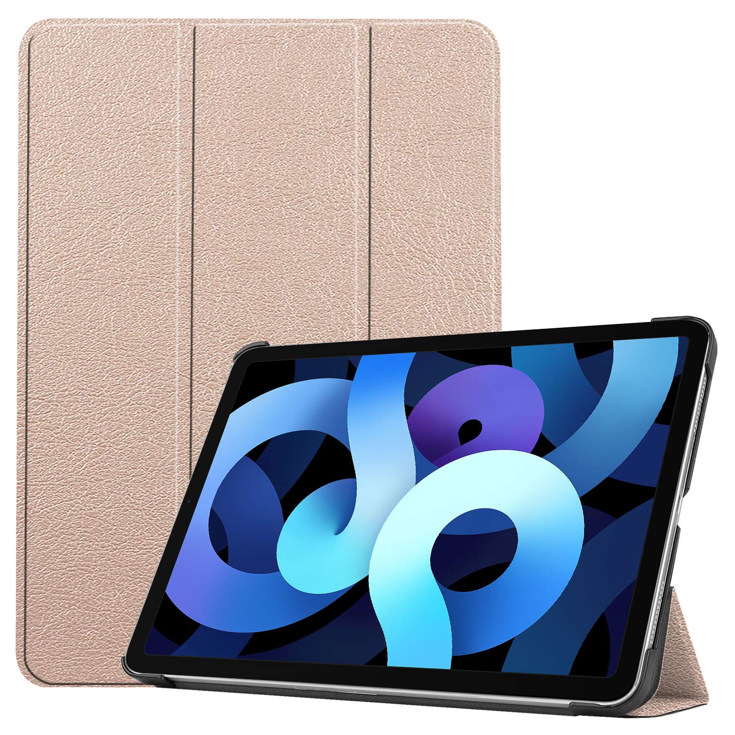 Lobwerk Case for Apple iPad Air 4 2020 4th Generation 10.9 Inch Protective Case with Stand Function and Auto Sleep/Wake Function Gold