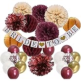 Bachelorette Party Decorations Burgundy - Gold Maroon Color Bridal Shower Decorations for Fall in Love Wine Red Champagne Wedding Decor