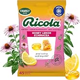 Ricola, Throat Drops Echinacea Honey Lemon, 45 Count | Made with Menthol - Minor Cough and Sore Throat Relief - Herbal Throat Lozenges
