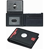 furid Air Tag Wallet Men Slim: Minimalist 2 ID Window RFID Leather Wallets with Airtag Holder - Gifts for Husband Father at Birthday Anniversary